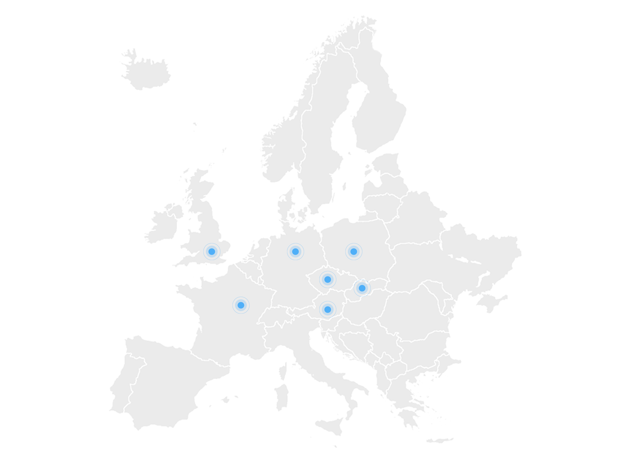 Mapa Evropy působení EnergoBox Kontakty